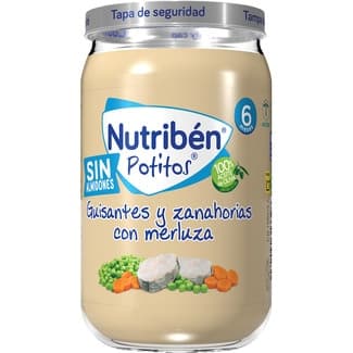 Potitos tarrito guisantes con merluza sin almidones desde 6 meses tarro 235 g -