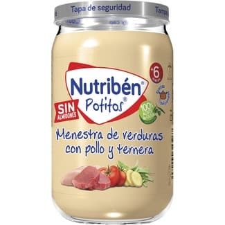 Potitos tarrito menestra de verduras con pollo y ternera sin almidones desde 6 meses tarro 235 g -