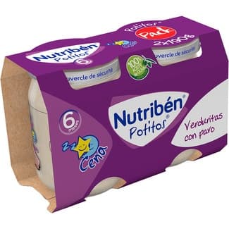 Potitos Cena tarrito verduritas con pavo desde 6 meses pack 2 envases 190 g -
