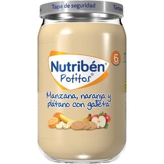 Potitos tarrito de manzana, naranja y plátano con galleta desde 6 meses tarro 235 g -
