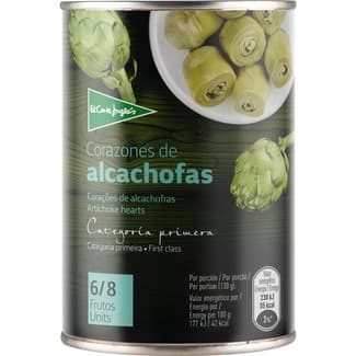 Corazones de alcachofas al natural 6-8 piezas lata 240 g neto escurrido -