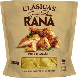Pasta fresca ravioli al huevo relleno con pollo asado 2 raciones envase 250 g -