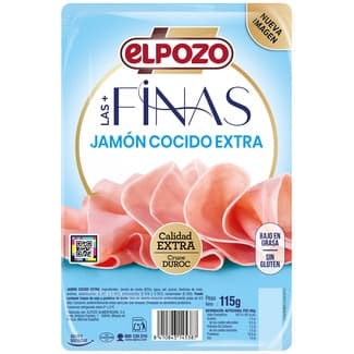 Las + Finas jamón cocido extra bajo en grasa en lonchas sin gluten sin lactosa envase 115 g -