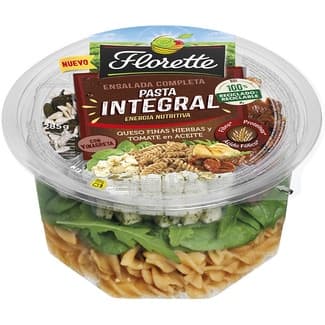 Ensalada Completa de pasta integral con queso a las finas hierbas y tomate en aceite tarrina 285 g -
