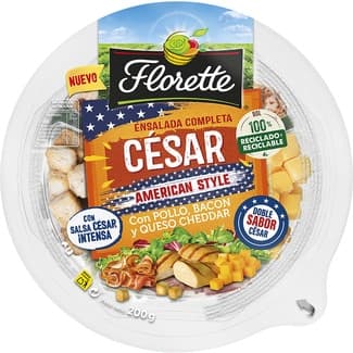 Ensalada Completa César American style con pollo, bacon y queso cheddar tarrina 200 g -