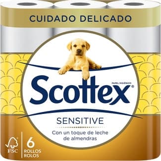 Papel higiénico Sensitive enriquecido con leche de almendras 3 capas paquete 6 rollos -
