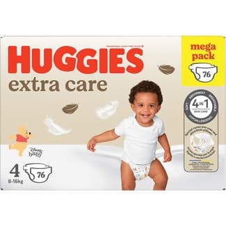 Pañales hipoalergénicos Extra Care Disney con cuidado de la piel 4 en 1 talla 4 (8-16 kg) bolsa 76 unidades -