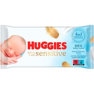 Toallitas infantiles Pure Extra Care Sensitive 99% agua envase 56 unidades para pieles sensibles, sin perfume -
