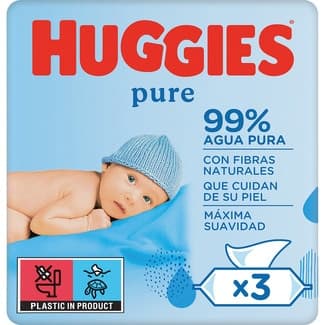 Toallitas infantiles Pure 99% agua pack 3 paquetes 56 unidades sin perfume -