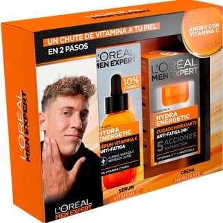 Pack Hydra Energetic con crema cuidado hidratante anti-fatiga 24h vitamina C + magnesio + sérum facial anti-fatiga con vitamina C pura -