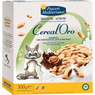 Cereal Oro almohadillas de cereales rellenos de chocolate con leche y avellanas sin gluten envase 300 g sin aceite de palma -