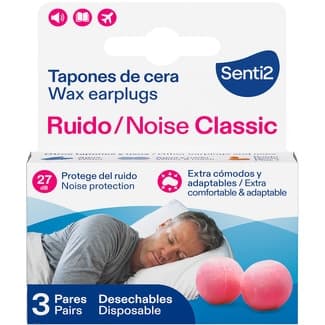 Tapones auditivos de cera para ruido blister 3 pares -