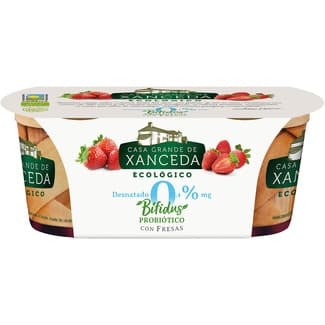 Bífidus con fresas desnatado 0,4 % m.g. sin gluten ecológico pack 2 unidades 125 g -