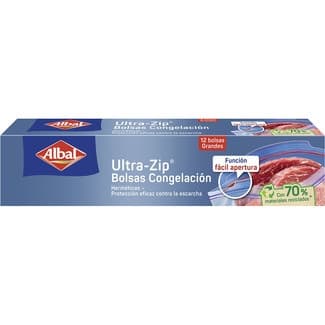 Bolsa de congelación Ziploc grandes 3 litros herméticas doble cierre caja 12 unidades -