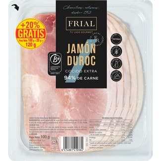 Jamón cocido extra raza Duroc en lonchas sin gluten sin lactosa envase 100 g -