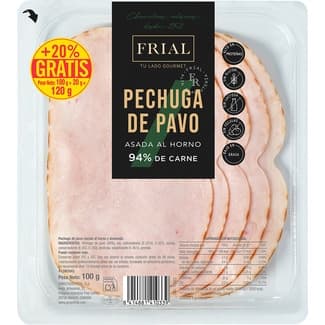 Pechuga de pavo asada al horno bajo en grasa en lonchas sin gluten sin lactosa envase 100 g -