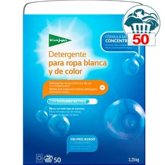Detergente polvo para ropa blanca y de color con oxígeno activo maleta 50 cacitos -