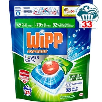 Detergente cápsulas Power Caps Limpieza Profunda higieniza y combate malos olores bolsa 33 cápsulas -