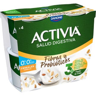 Fibras y Probióticos bífidus con cereales desnatado 0% m.g. 0% azúcares añadidos pack 4 unidades 115 g -