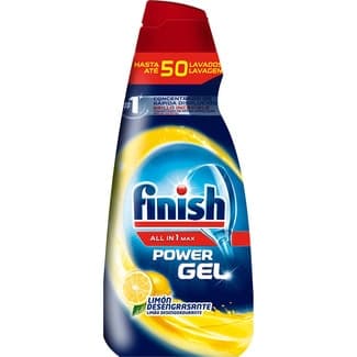 Detergente lavavajillas todo en 1 Max Power Gel limón desengrasante botella 50 dosis -