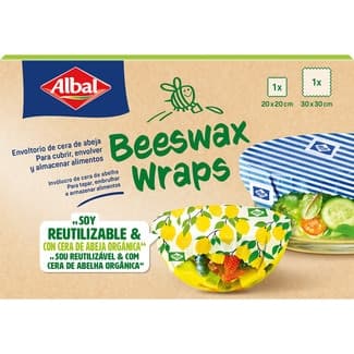 Envoltorio reutilizable de cera de abeja 20x20 cm 1 unidad + 30x30 cm 1 unidad -