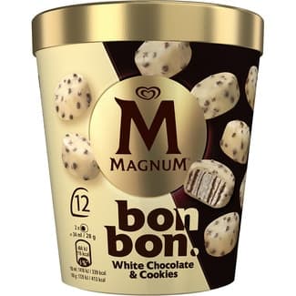 Bombones helados white chocolate & cookies 12 unidades estuche 204 ml -