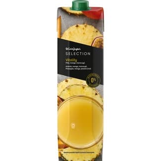 Bebida de zumo Vitality piña, mango y maracuyá a partir de concentrado 0% azúcar añadido brik 1 l -