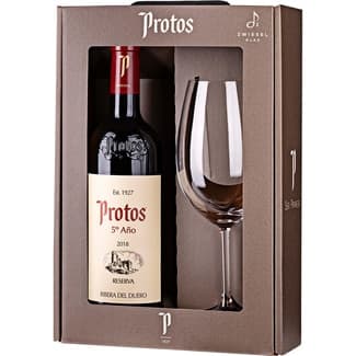 Vino tinto reserva DO Ribera del Duero estuche 75 cl con regalo de una copa -