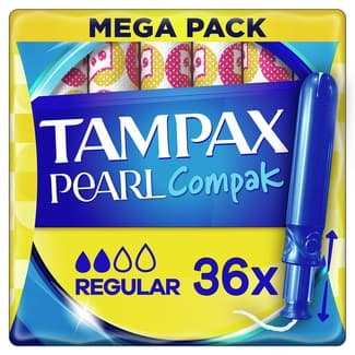 Compak Pearl tampones con aplicador regular caja 36 unidades -