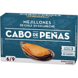 Mejillones de Chile en escabeche 6-9 piezas lata 69 g neto escurrido -