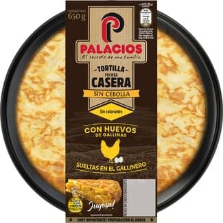 Tortilla de patata casera sin cebolla y AOVE sin gluten sin lactosa envase 650 g -