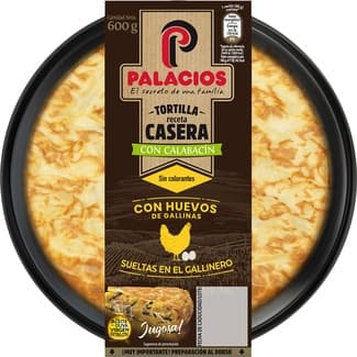 Tortilla de patata casera con calabacín y AOVE sin gluten sin lactosa envase 600 g -