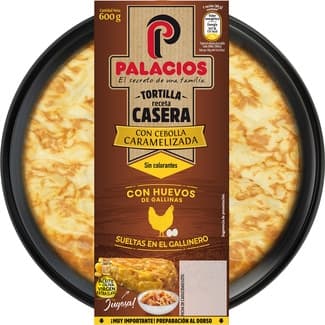 Tortilla de patata casera con cebolla caramelizada y AOVE envase 600 g sin gluten sin lactosa -