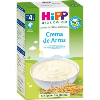 Papilla de crema de arroz ecológica sin gluten y sin leche desde 4 meses envase 200 g y sin azúcares añadidos -
