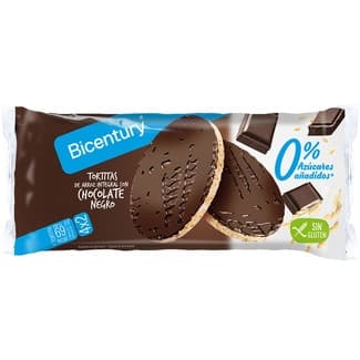 Tortitas de arroz integral con chocolate negro sin gluten 0% azúcares añadidos envase 130 g -
