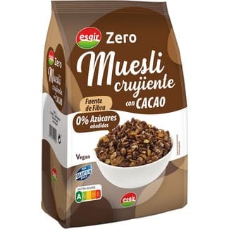 Zero muesli crujiente con cacao sin gluten 0% azúcares añadidos bolsa 300 g -
