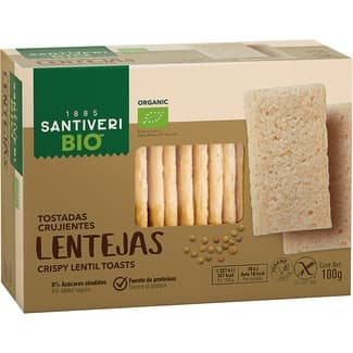 Organic Bio tostadas crujientes con lentejas ecológicas, sin gluten Y 0% azúcares añadidos paquete 100 g -