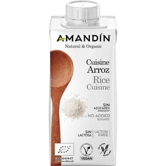 Cuisine crema de arroz ecológica para cocinar sin gluten y sin lactosa envase 200 ml -