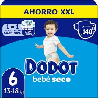 Bebé-Seco pañales de 13 a 18 kg talla 6 caja 140 unidades -