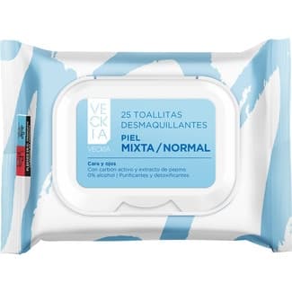 Toallitas desmaquillantes para piel normal y mixta paquete 25 unidades -