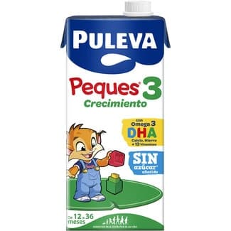 3 Crecimiento preparado lácteo con omega 3, DHA, calcio y 13 vitaminas de 12 a 36 meses brik 1 l sin azúcar añadido y sin aceite de palma -