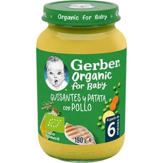 Tarrito de guisantes y patata con pollo ecológico desde 6 meses envase 190 g -