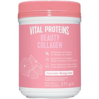 Péptidos de colágeno con ácido hialurónico y biotina sabor fresa y limón bote 271 g -