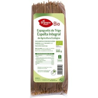 Bio espaguetis de espelta integral de cultivo ecológico envase 500 g -