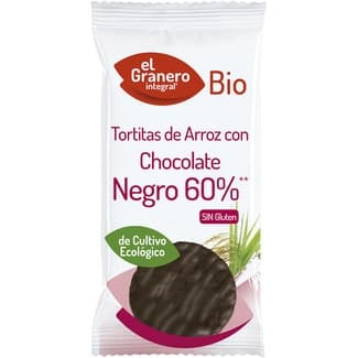 Bio tortitas ecológicas de arroz con chocolate negro 60% y sin gluten envase 100 g -