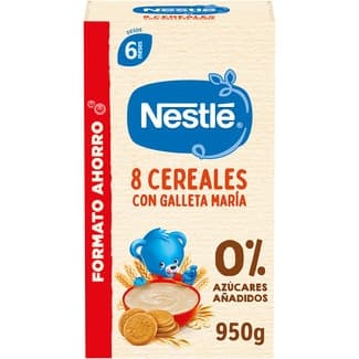 Papilla 8 Cereales con galleta María 0% azúcares añadidos desde 6 meses formato ahorro envase 950 g -