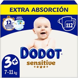 Sensitive pañales extra absorción de 7 a 11 kg talla 3+ bolsa 112 unidades -