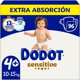 Sensitive pañales Extra Absorción de 10 a 15 kg talla 4+ bolsa 96 unidades -