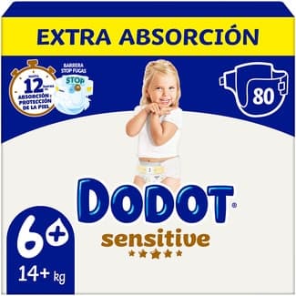 Sensitive pañales Extra Absorción de 14+ kg talla 6 bolsa 80 unidades -
