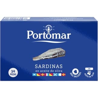 Sardinas en aceite de oliva 3-4 piezas lata 81 g neto escurrido -